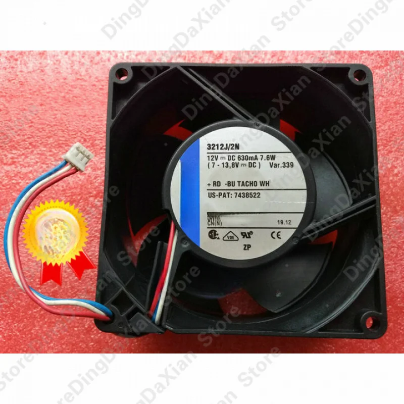 d 1PCS For Ebmpapst 3212 J/2N | 12V 0.63A 7.6W Server Fan 92×92×38mm 9CM