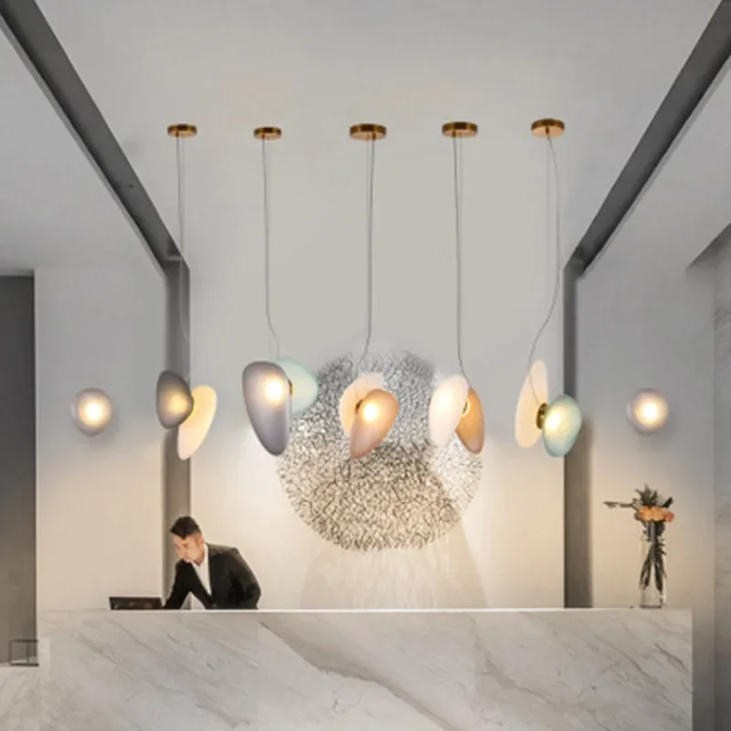 Modern LED Indoor Pendant Lights, Branco, Azul, Cinza, Âmbar, Lâmpada Pendurada De Vidro, Sala De Jantar, Cozinha, Bar, Loja De Arame Ajustável