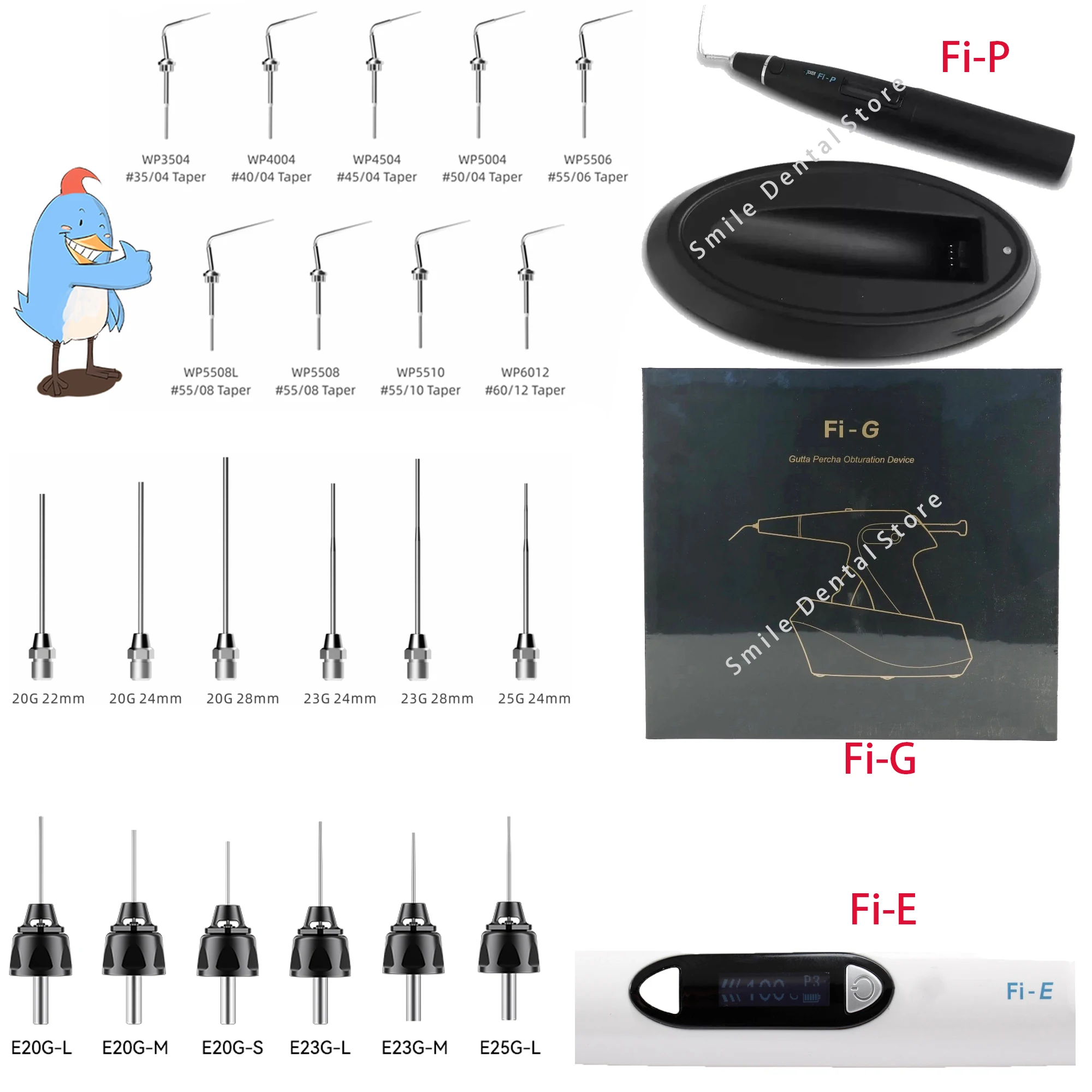 Original Dental Wdpecker Obturation Gutta-Percha Pen Fi-E Needles Fi-G Fi-P Tips for Dental Obturation Gutta-Percha System Used