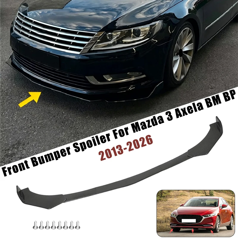Sport Front Bumper Splitter Spoiler Lip For Mazda 3 Axela BM BP 2013-2026 5Pcs Adjustable Sectional Car Exterior Tuning Body Kit