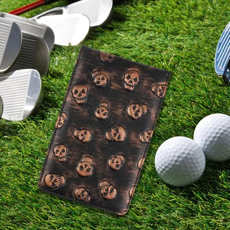 Golf Scorecard Waterproof Golf Yardage Book Portable Scorecard Holder Notebook With Skull Pattern For Friends Family Colleagues