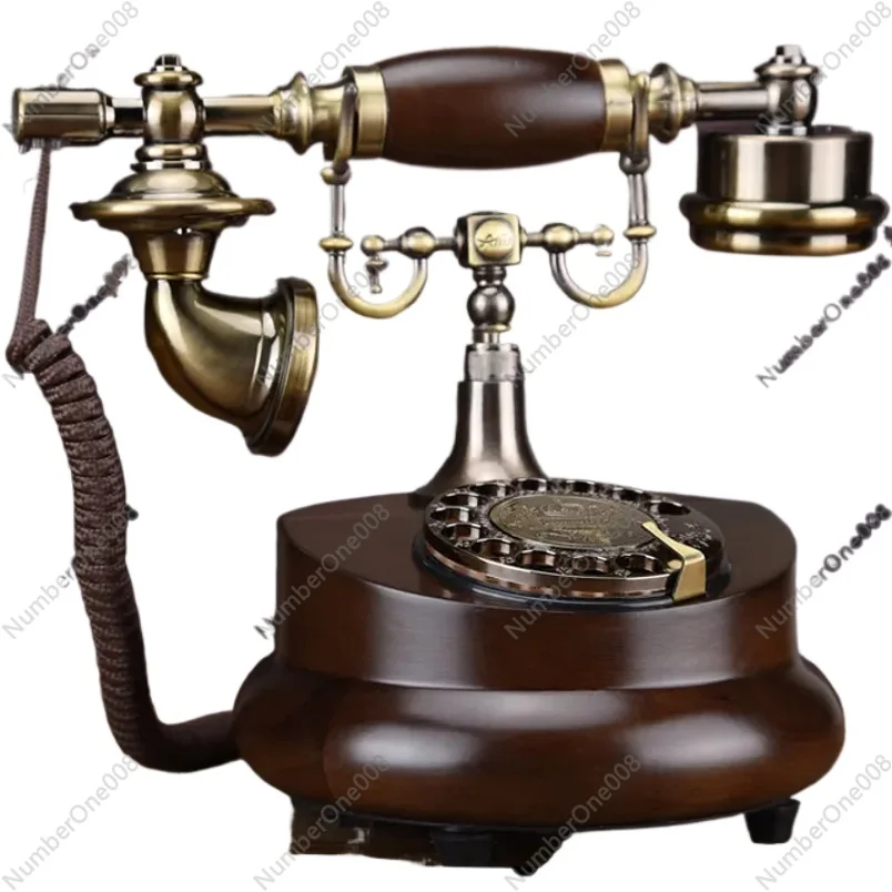 

High quality solid wood Rotating antique rustic vintage telephone household landline phoneage phone/Mechanical ringtone