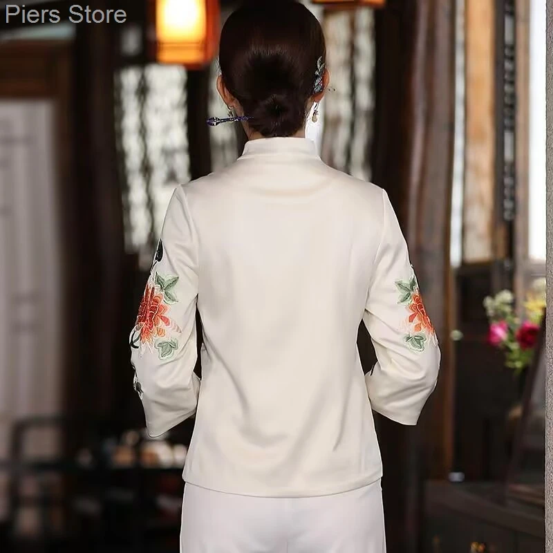 여성용 빈티지 민족 의상, 중국 전통 의상, 당나라 의상, 자수 상의