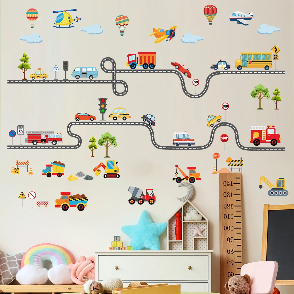 Adesivos de parede para carro móvel, murais de papel de parede, aquarela, decoração de casa para quarto infantil