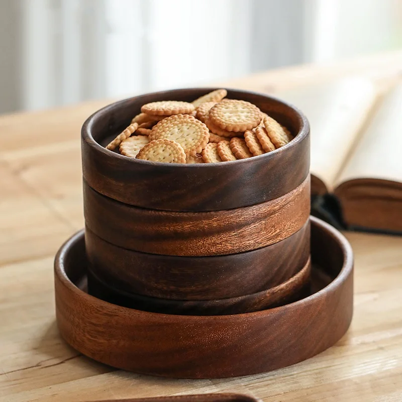 Black Walnut Snacks Trays Eco Natural Wooden Multi Function Storage Trays Household Fruits Plate Tea Trays Tableware