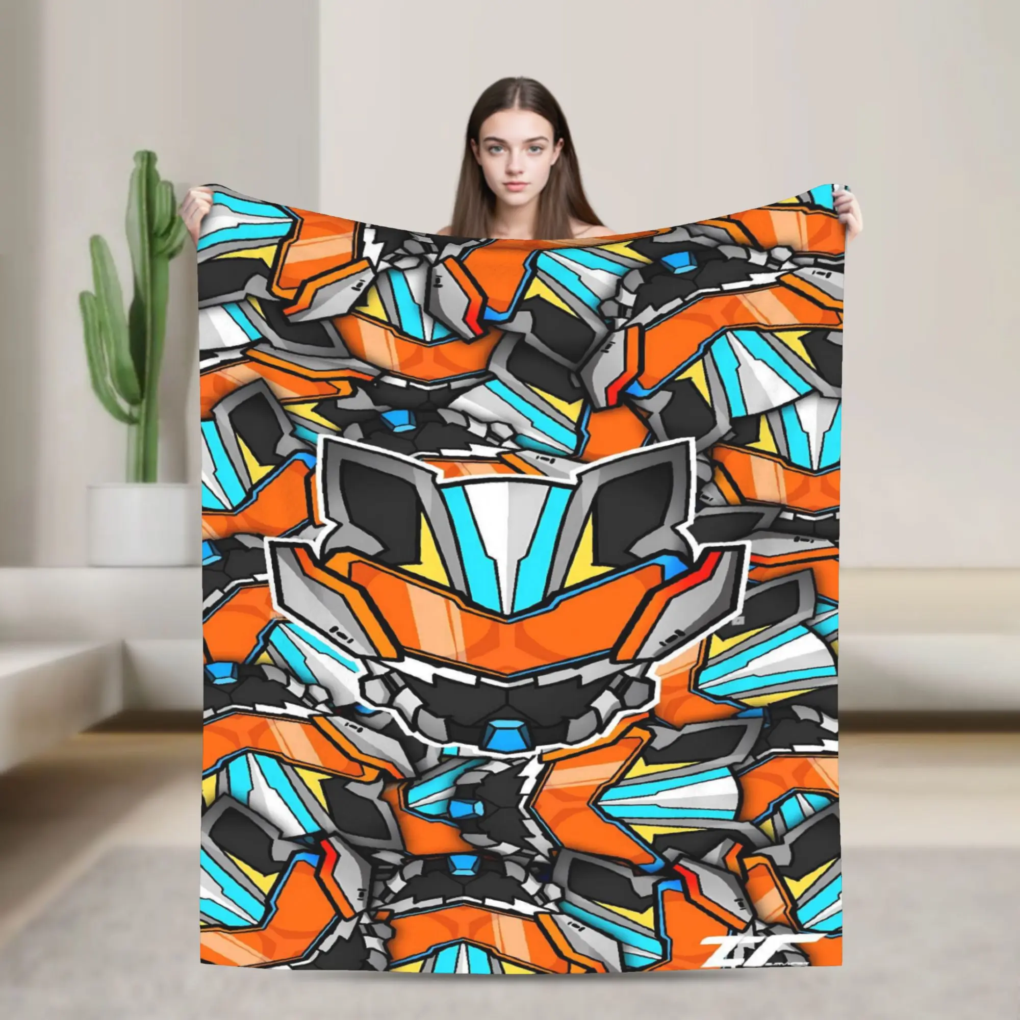 Orange Tech Texture Kamen Rider Blankets  Warm Soft Plush Bedding Throws For Couch Bed Travel Flannel Bedspread Bed Cover