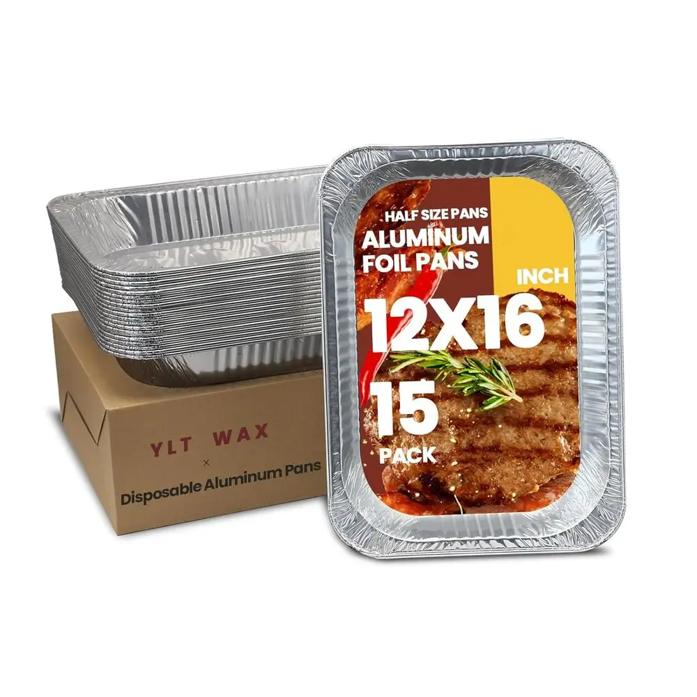 

15-Pack Full Size 12x16 Aluminum Foil Baking Pans - Disposable for Roasting, Cooking, Buffets & Restaurants