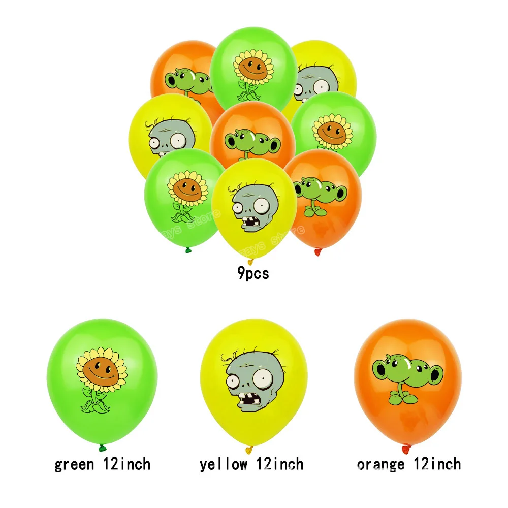 Game Plants Vs. Zombies Theme Party Decoration Supplies Kids Birthday Banner Cake Inserts Topper Balloon Set Baby Shower Decor