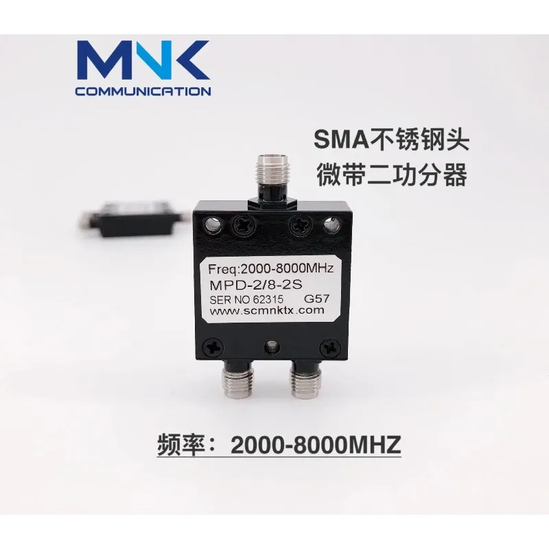 

Миниатюрный RF-разветвитель мощности (1 вход, 2 выхода) 2-8 ГГц, модель SMA2000-8000M, для распределения сигнала Wi-Fi