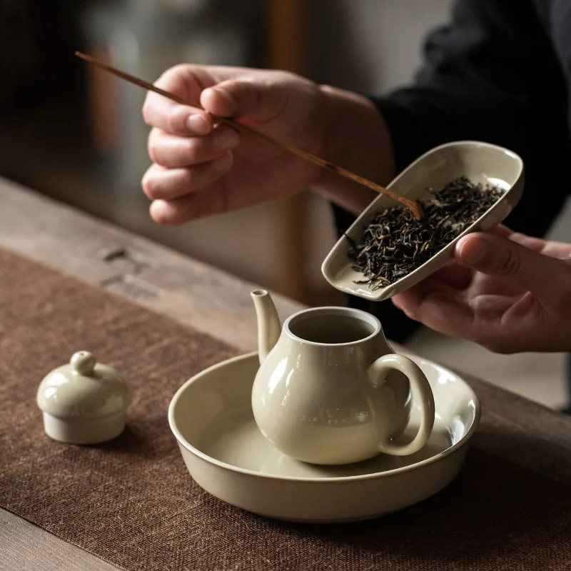 

Teapot Tea Infuser Kettle Gaiwan Chahai Chahu Household Ceramic Trumpet Kung Fu Set Jingde Town Handmade Grass Single Pot Small