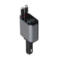 4 in 1 USB Cigarette Lighter Adapter Digital Display USB Charger Socket Super Fast Charge Type C for Apple Power Outlet PD QC3.0
