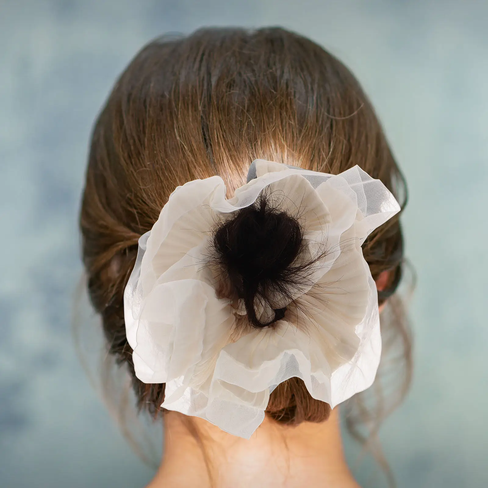 

Large Organza Scrunchies Ruffled Edges Soft Hair Bands Lightweight Ponytail Holders for Women Girls Wedding Party