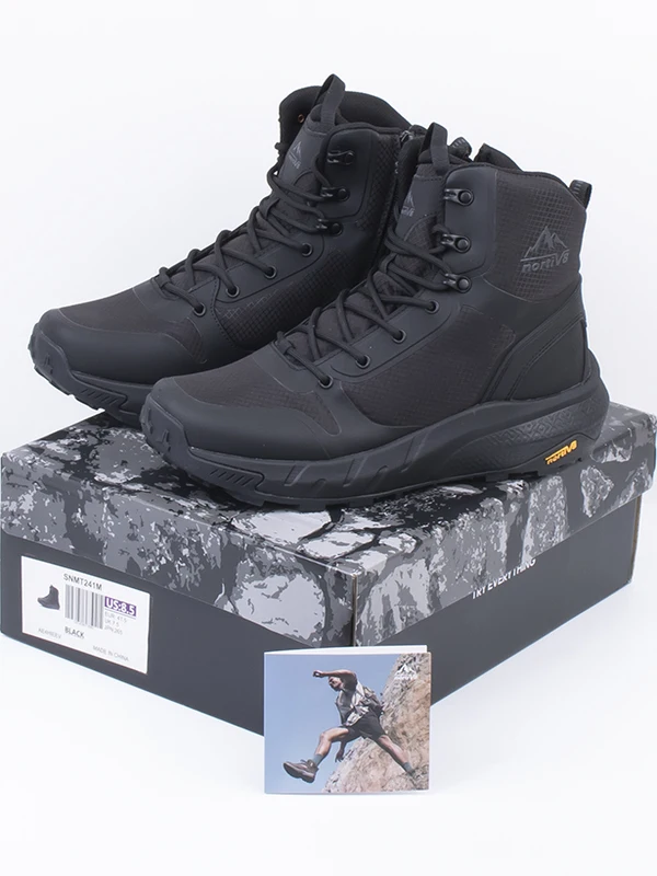 Sepatu Pendakian Gunung High Top Musim Gugur Musim Dingin Pria, Sepatu Hiking Taktis Anti Selip dengan Sol Karet Tahan Lama untuk Aktivitas Luar Ruangan...