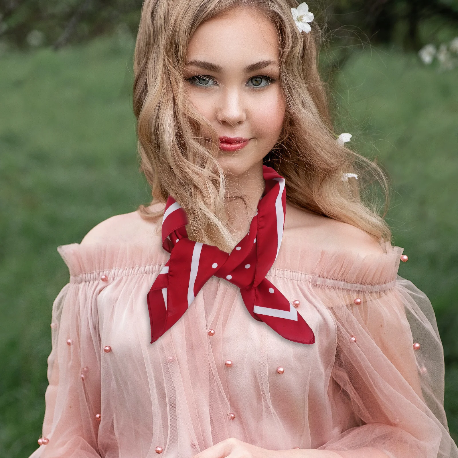 

Dot Chiffon Red Lightweight Breathable Fashion Women'S Spring Summer Travel Accessory Dots Clothes Scarf Woman Scarf