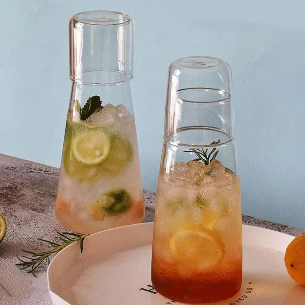 

1Set Elegant Glass Water Kettle Transparent Cold Water Kettle for Home Bbq Picnic Beverage Beer Ice Tea Jug Room Accessory