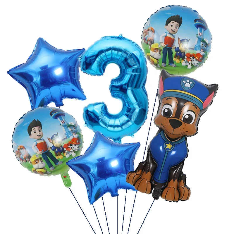 6pcs Paw Patrol Dog Chase Skye Boy Girl Birthday Party Decoration Aluminum Film Balloon Children\'s Party Supplies