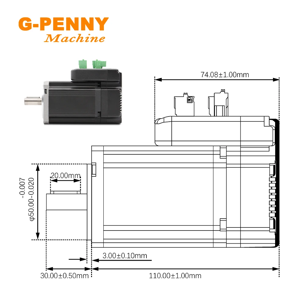 JMC 200w 3000rpm Integrated Servo Motor With Driver  V6 version 0.60Nm 8.5A Mini Servo Motor & driver 1000 line