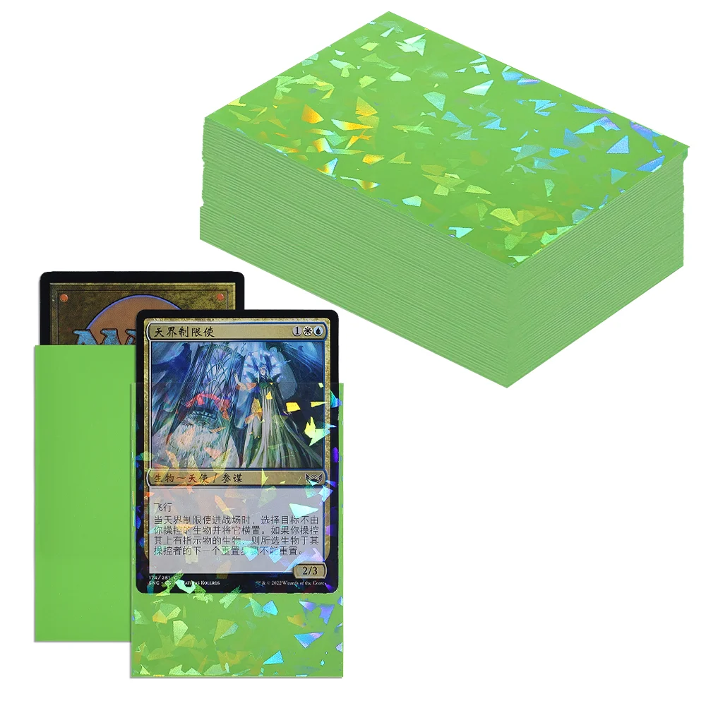 60 Stück holografische Kartenhüllen mit funkelndem Effekt, Standardgröße 66 x 91 mm, für TCG/MTG Idol-Foto-Sportkarten. Schützen Sie Ihre Karten. – Detail 9