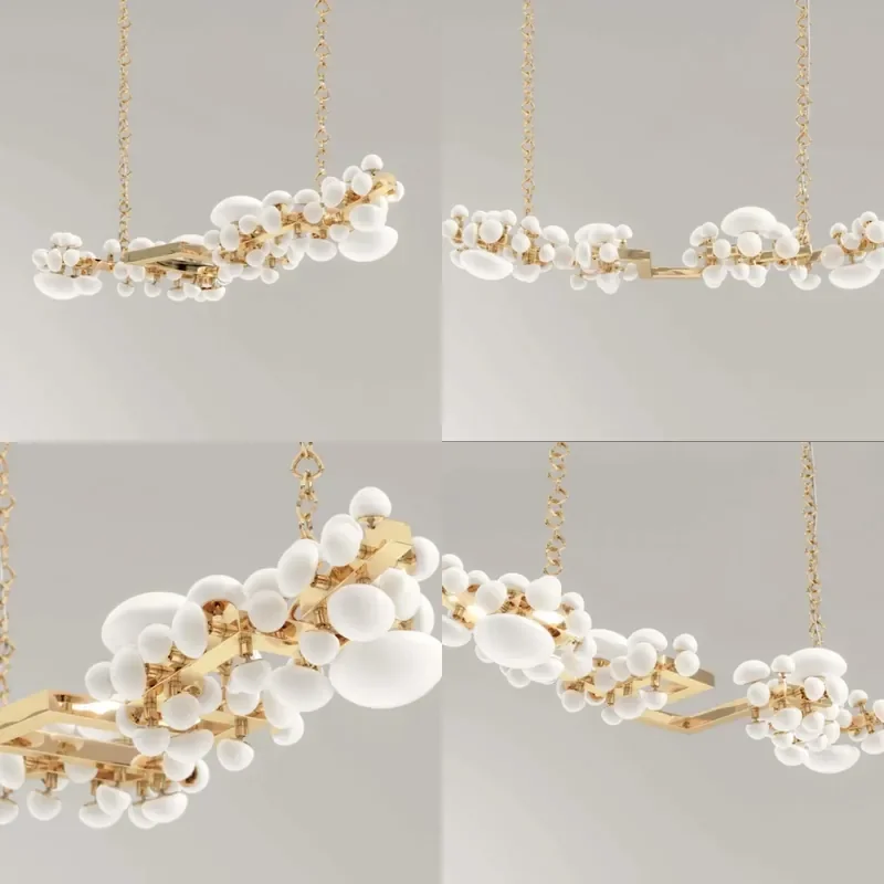 Artistic Tree Branch Mushroom Glazed Chandelier for Villa Hotel Clubhouse Coffee Shop Home Decor Lighting Fixture
