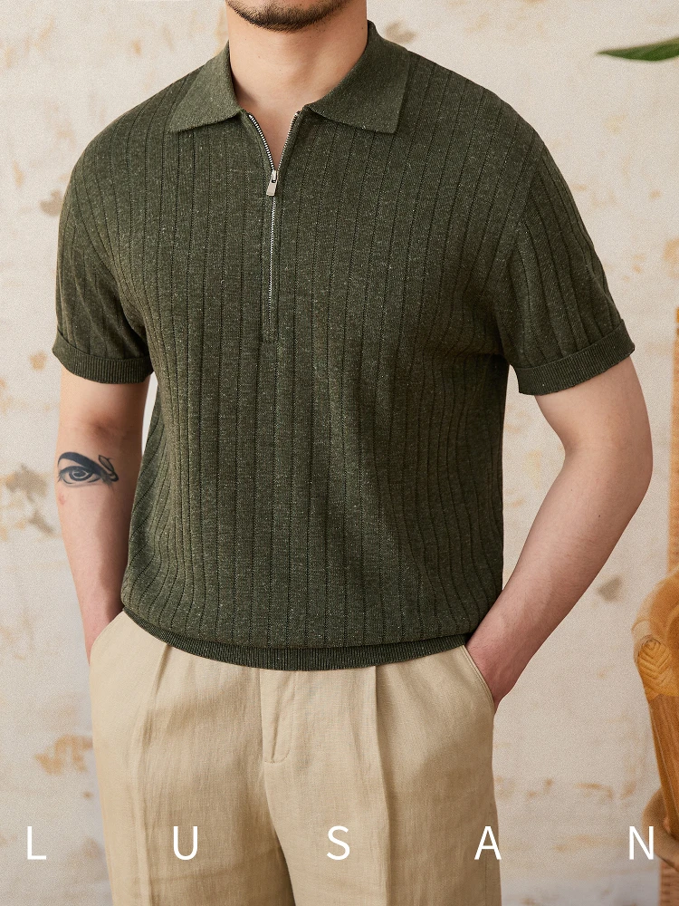 

High quality men's summer new solid color polo shirt short sleeved comfortable skin friendly simple versatile casual top