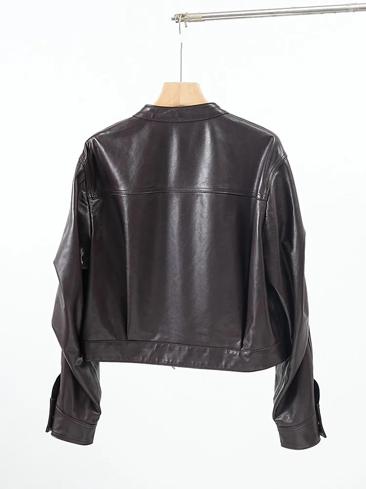 Heißer Verkauf Herbst Neue Stil Frauen Echtes Leder Jacke Mantel Mode Echt Schaffell Kurze Jacken Lose Fit Oansatz Oberbekleidung