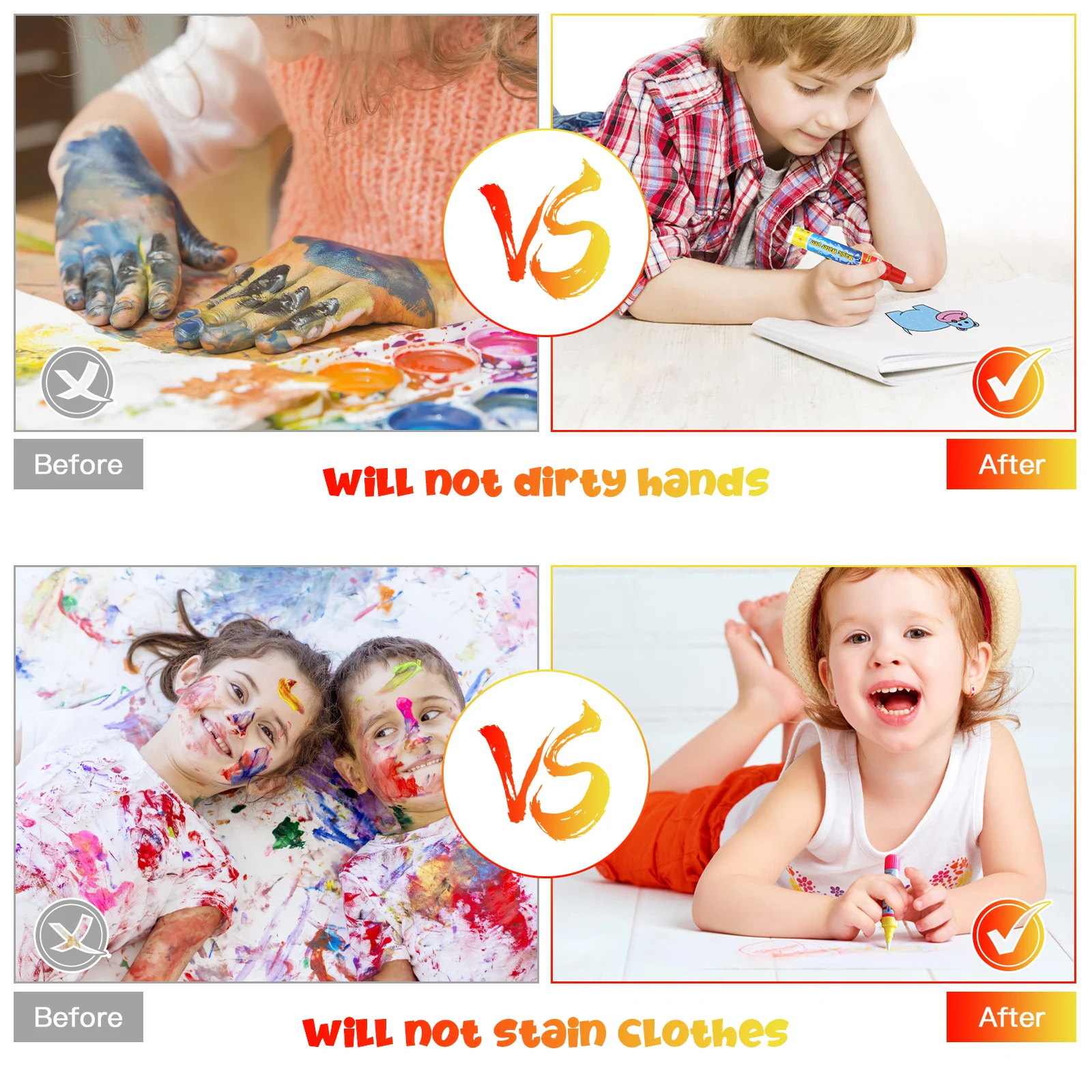 Clear Water Brushes Aqua Painting Supplies Doodle Pens Kids Toys Non Toxic Vibrant Colors Sturdy Tips Easy Drawing Water Mat