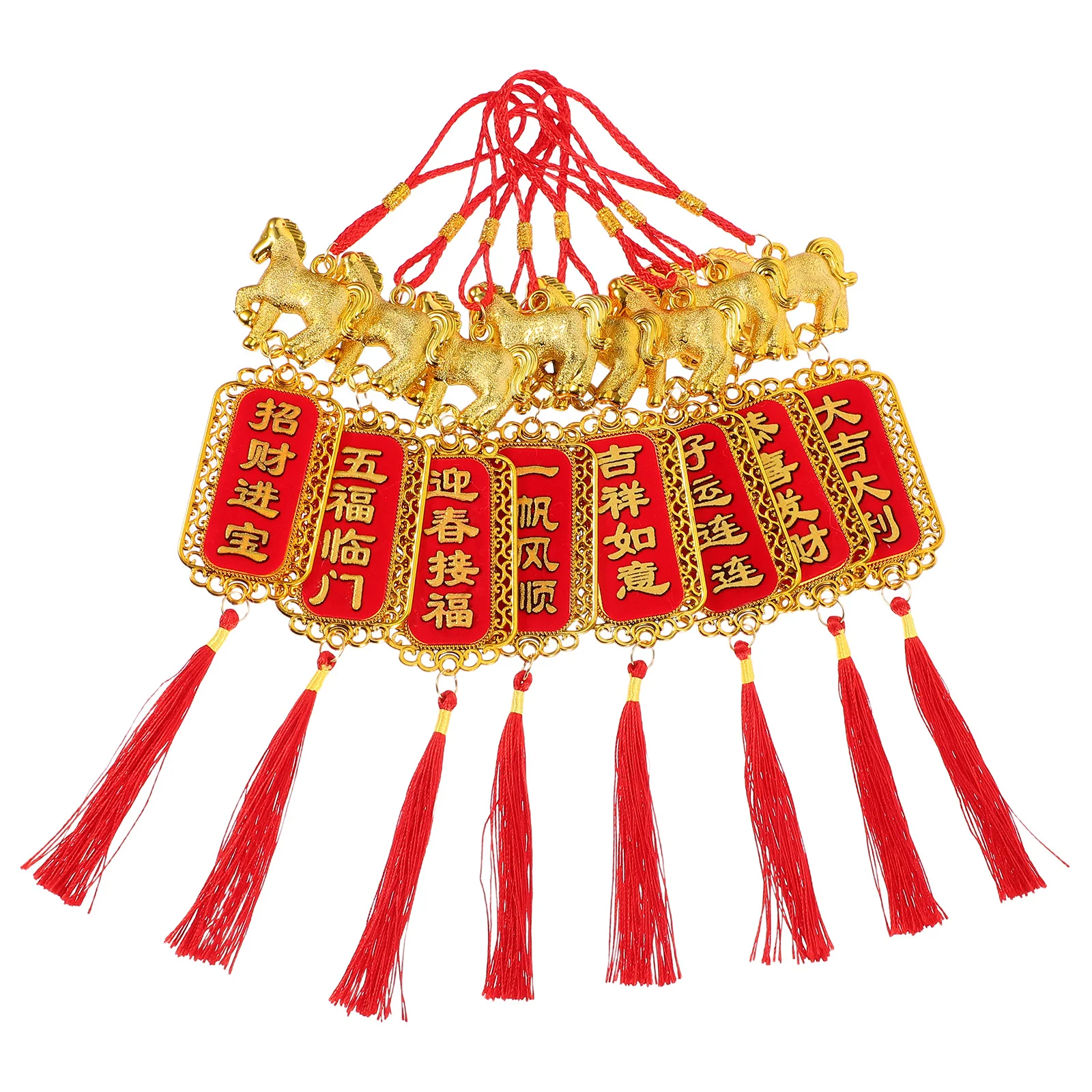 

8Pcs 2026 Horse Year New Year Bonsai Hanging Decorations Chinese Spring Festival Home Office Lucky Blessing Pendants Ornaments