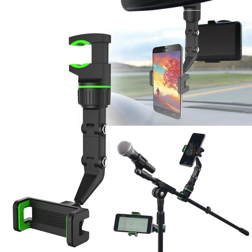 Mic Stand Phone Holder Telephone Car Holder Live Broadcast BracketClip 360 Degree Rotating For 50-100mm Wide Phones         New