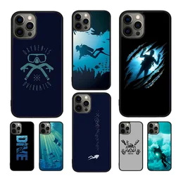 Scuba Diver Underwater Diving Phone Case For iPhone 17 Air 16 15 14 11 12 13 Pro  MAX Plus coque Cover Shell