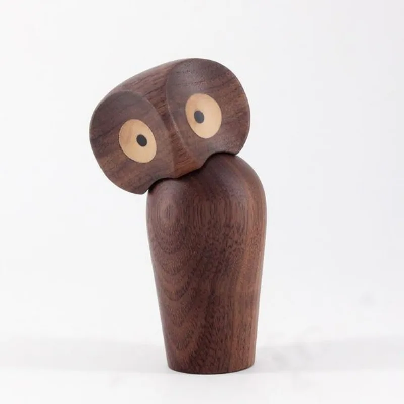 1PC Wood Owl Ornament Gift Creative Home Decoration Accessories Decor Figurine Modern Miniature Figurines