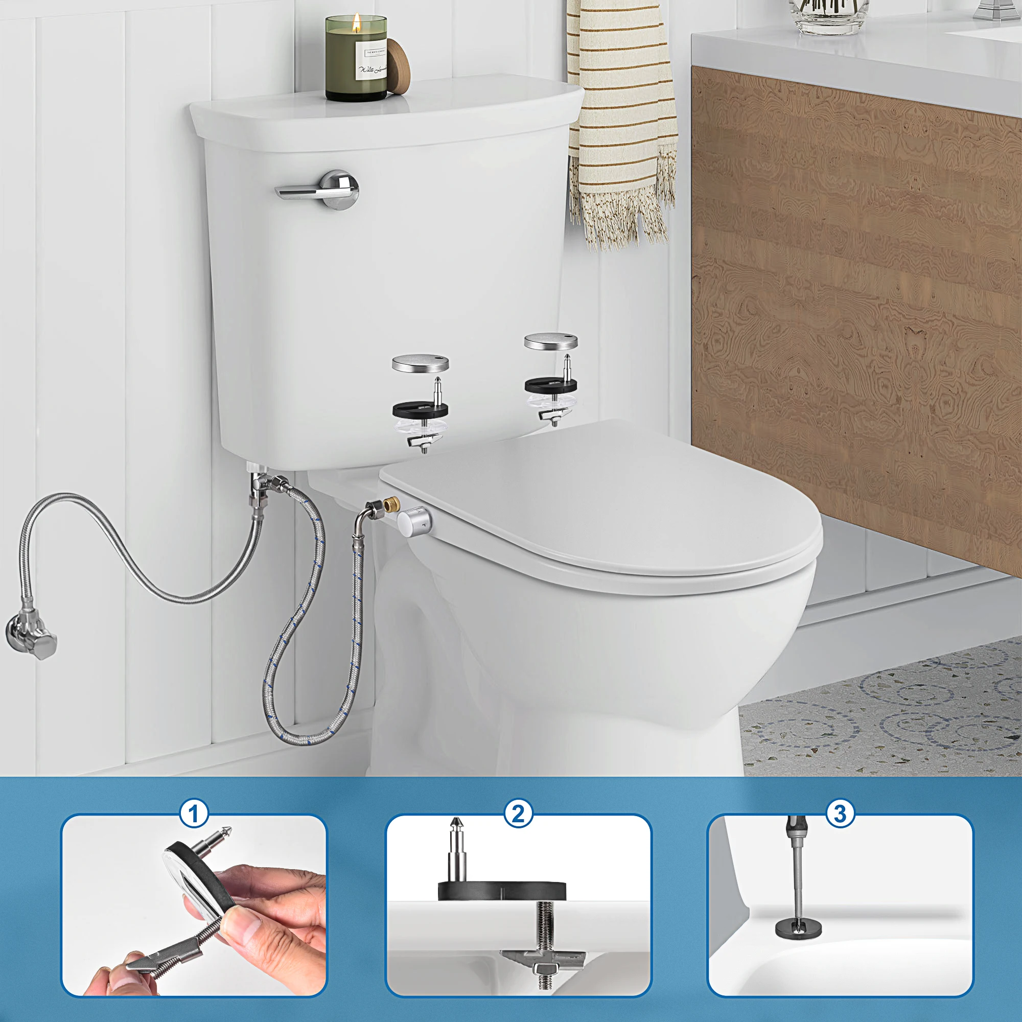 Samodra Nicht elektrische Bidet-Toilettensitze, weiß (nur für europäische Toiletten geeignet) – Detail 7