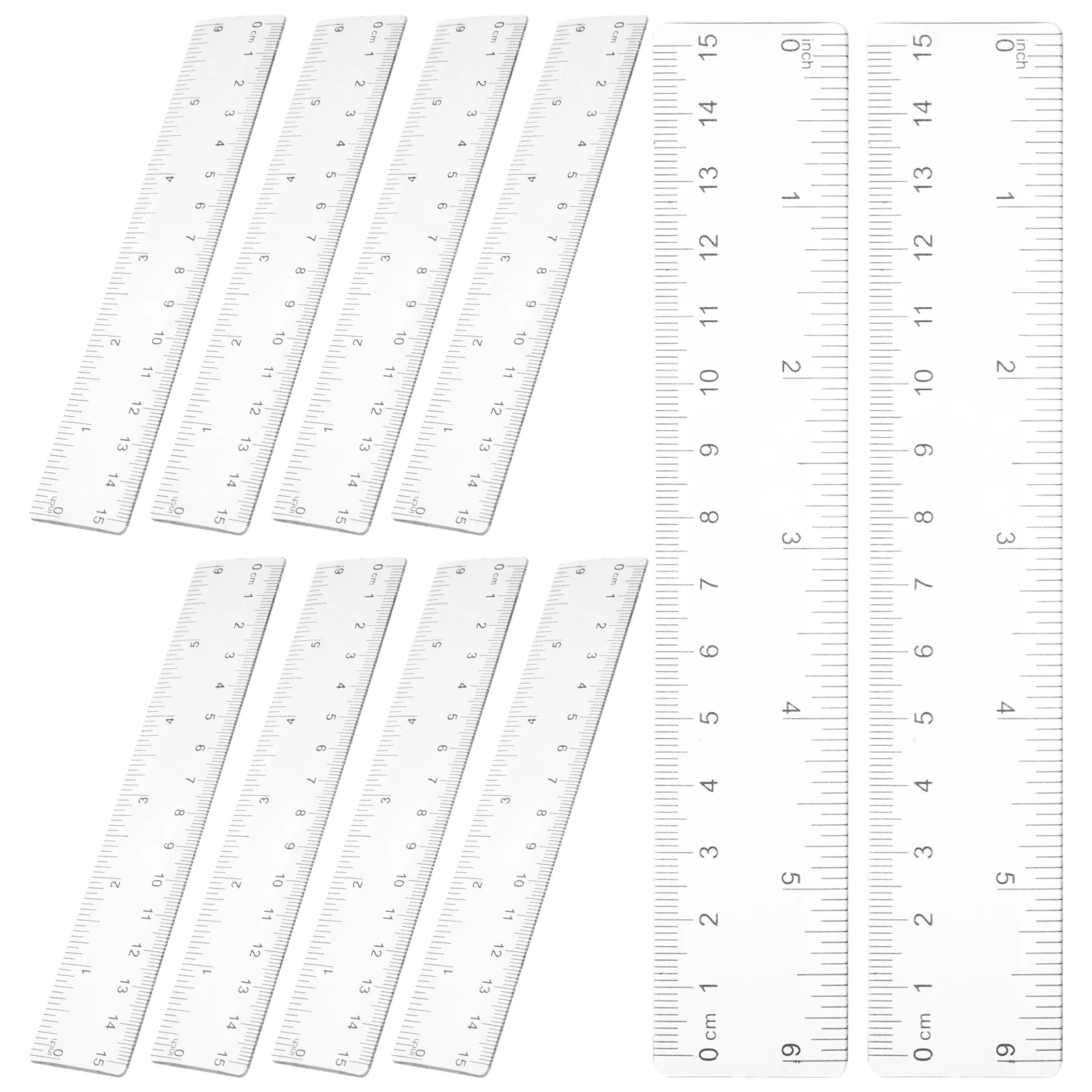 10 Pcs 15cm Ruler Student Transparent Plastic Clear Bulk Small Abs Rulers for School Office Supplies