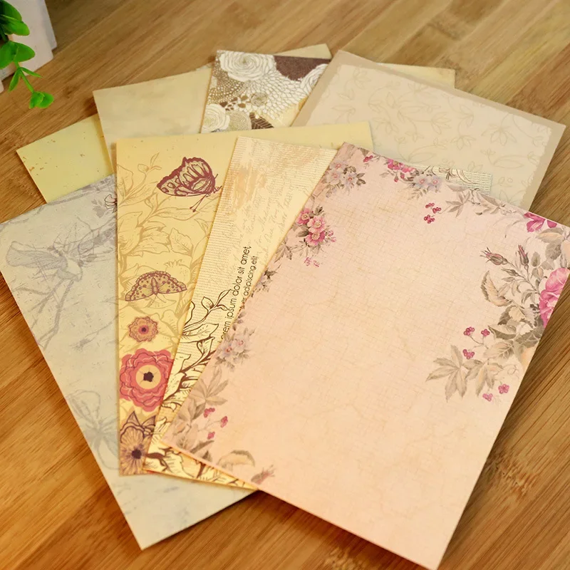 10pcs Vintage Letter Pads  for Envelope Postcards Letter Paper Message Notes Paper Sheets Korean Stationery Office Supplies