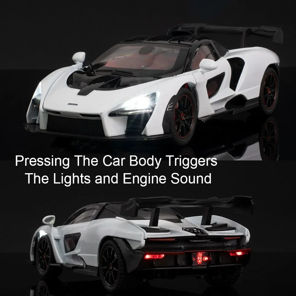 1:24 Senna 720s Miniature in lega Supercar Modello Giocattoli Diecast Vehice Suono Luce 4 porte aperte Tirare indietro Giocattolo per il regalo dei bambini