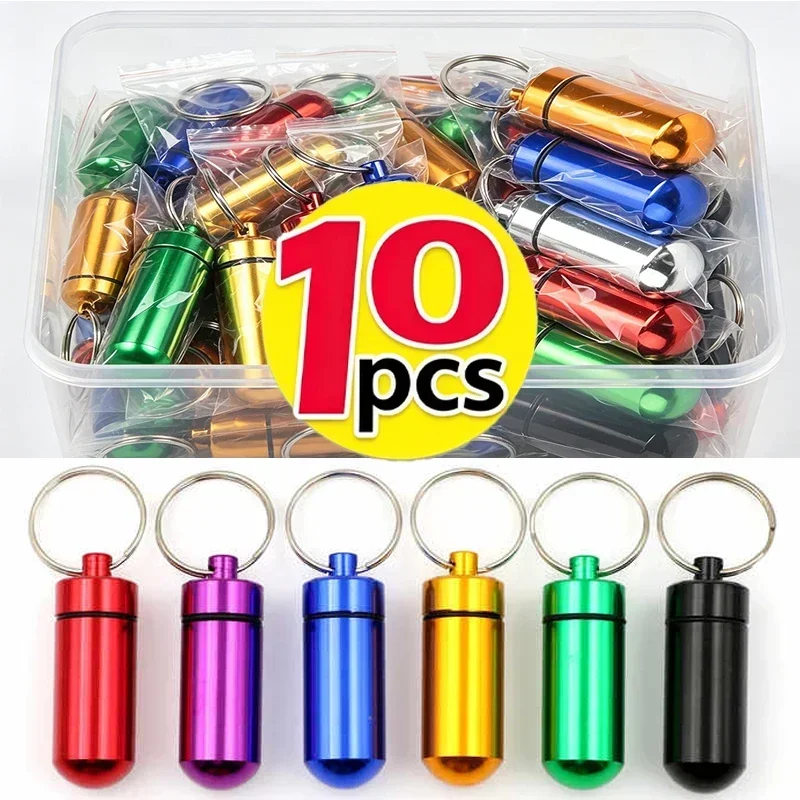 Portable Mini Waterproof Aluminum Pill Box Cases Keychain Container Organizer Storage Tablets Bottle Medicine Vitamin Pillboxs