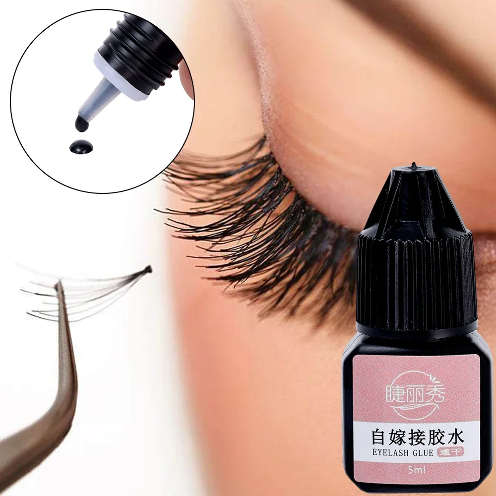 กันน้ําไม่ระคายเคือง Grafted Eyelash กาว 5ml สีดํากึ่งถาวรยาวนานได้อย่างรวดเร็วแห้งขนตาปลอมกาวแต่งหน้าเครื่องมือ