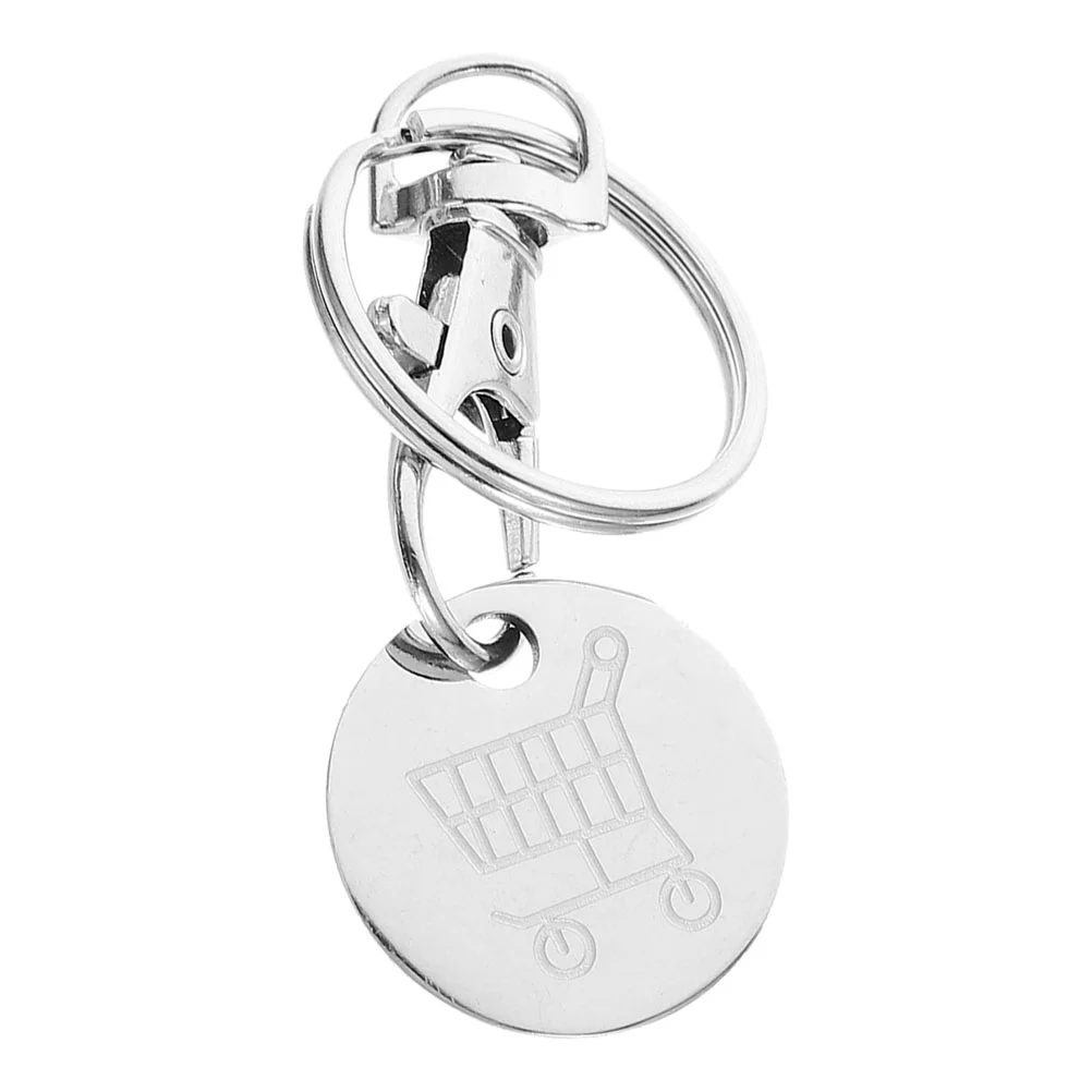 Cart Token Key Holder Stainless Steel Shopping Trolley Keychain Metal Alloy Keys Tokens Quarter Keyring Supermarket