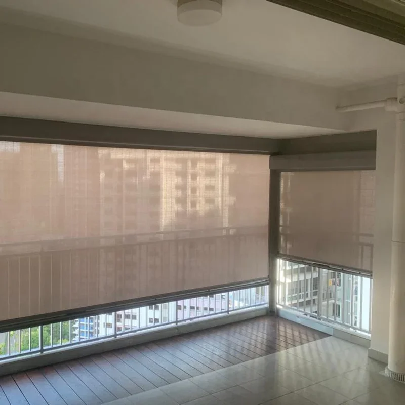 

# Hot Custom Windproof Sunshade Fabric Motorized Electric Outdoor Curtain Patio Screen Zip Track Roller Screen Blinds