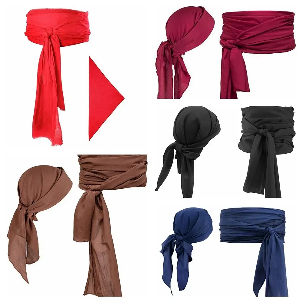 Canvas Pirate Headband Waist Belt Head Wrap Triangle Scarf Halloween Scarf Belt Solid Color Medieval Renaissance Cosplay Costume 5