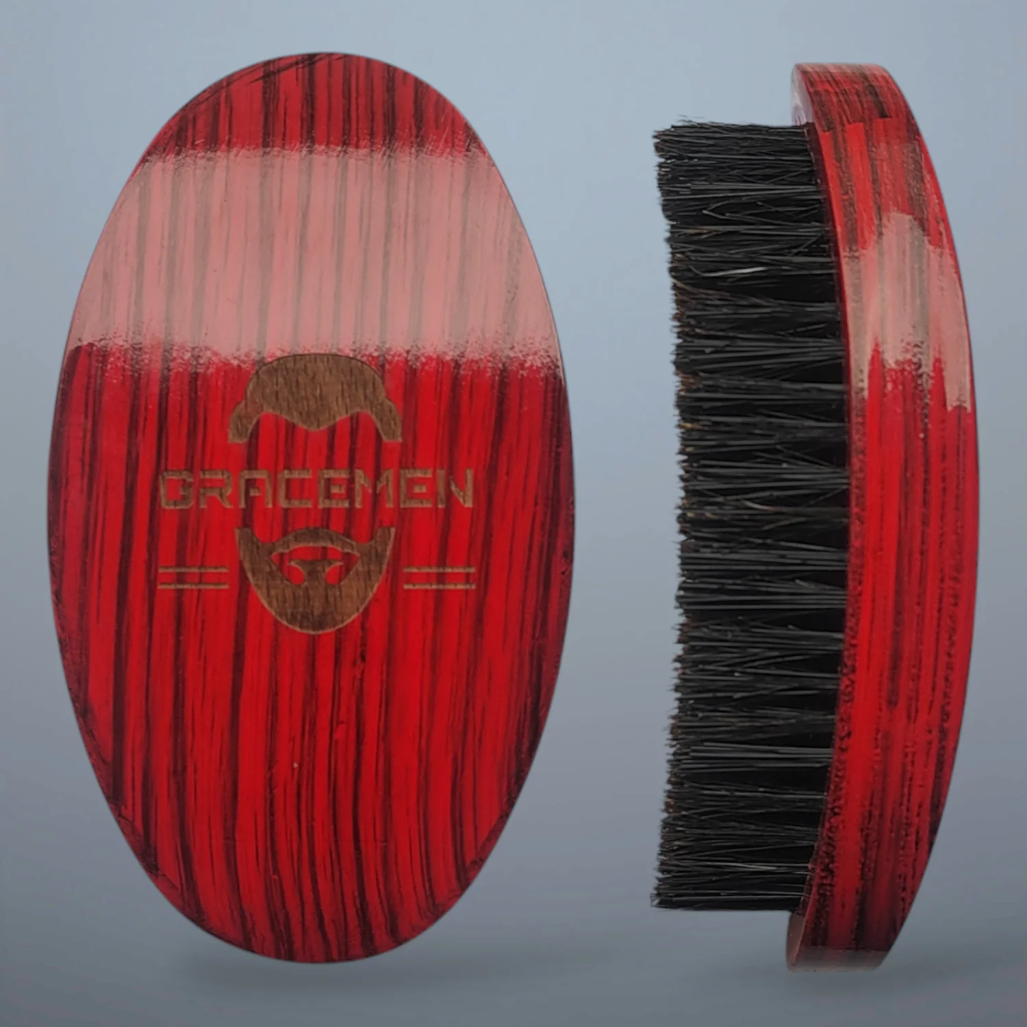 

Gracemen Afro 360 Wave Brush Curved Hair Brush Red Surface Medium Stiffness Boar and Nylon Bristles Mix Hair and Wavy Brush