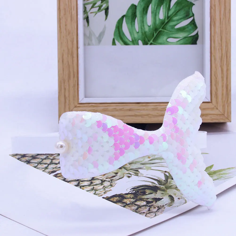 

8Pcs Childrens Mermaid Headwear for Girls Fashionable Glitter Tail Design with Pearls Comfortable Light Headband for Holiday