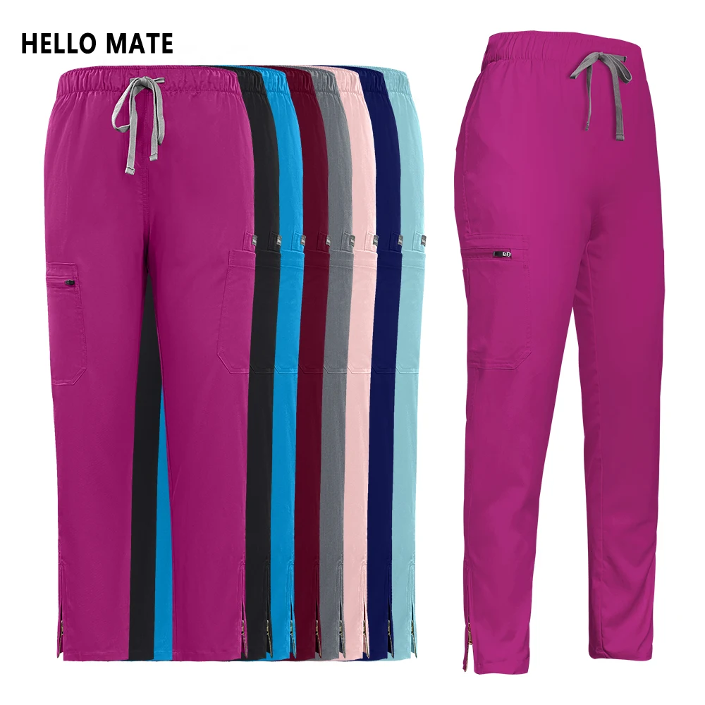 

Solid Color Scrubs Bottoms High-quality Medical Uniform Pants Women's Workwear Pants Doctor Dentist Surgery Trousers Accessories