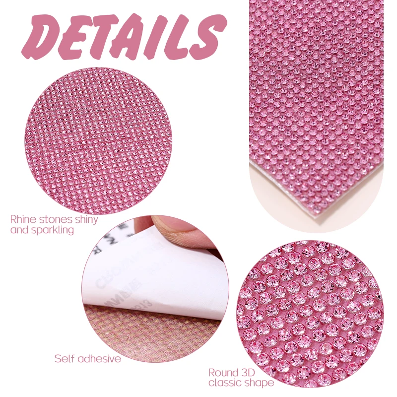 12*20cm/24*40cm Selbstklebende Strassborte, glitzernde 3D-Kristalle für DIY-Dekoration, leicht zu schneiden und anzubringen, Glassticker – Detail 4