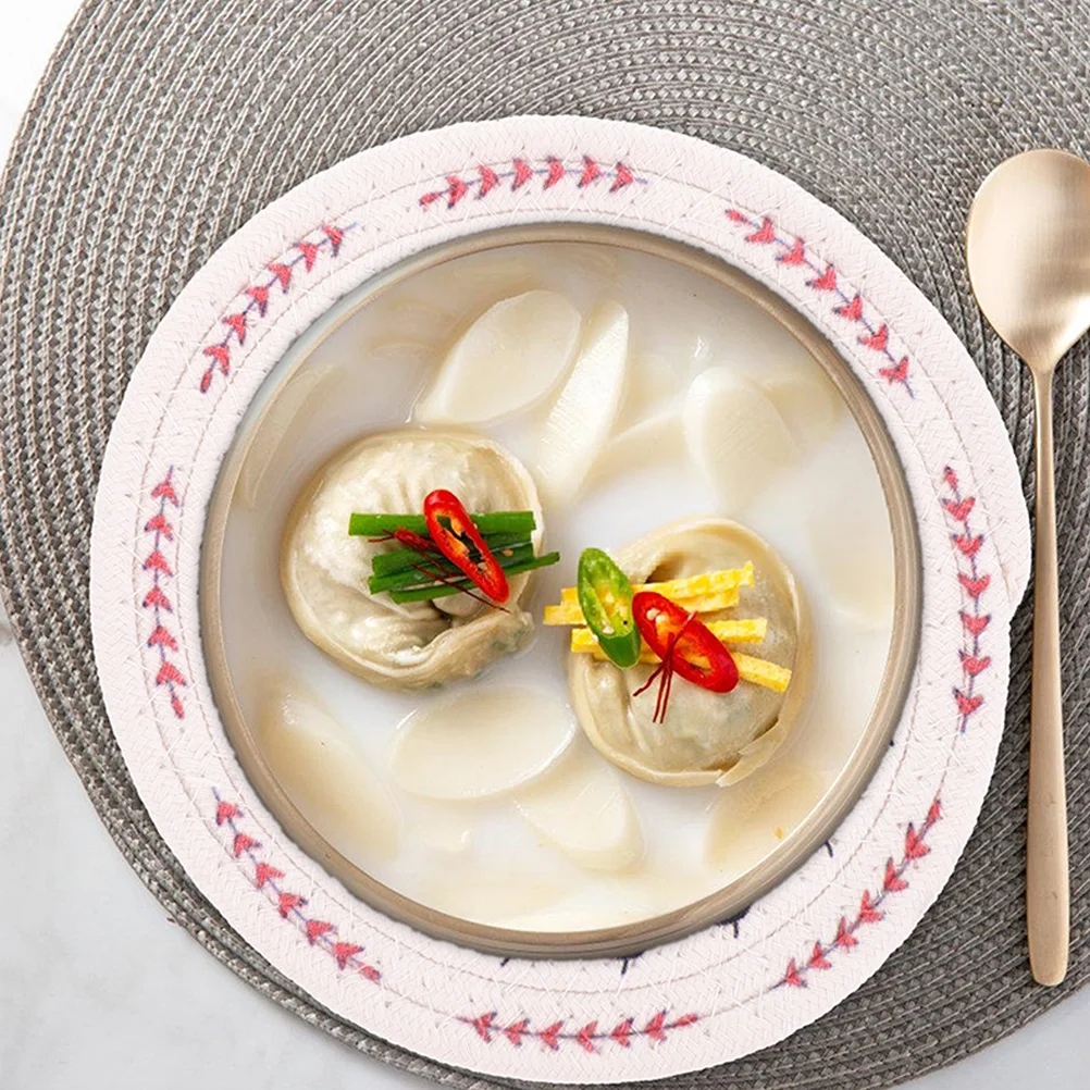 4pcs Anti scald Coasters Woven Cotton Rope Round Heat Insulation Table Pad for Coffee Drinks Home Accessories