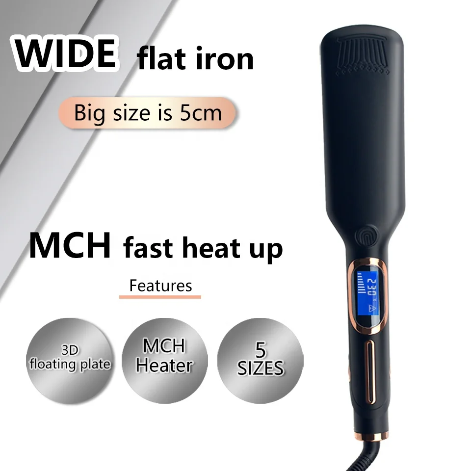Профессиональный широкий плавающий утюжок для волос 250C с керамическим покрытием, выпрямитель для волос 500F, утюги с ЖК-дисплеем