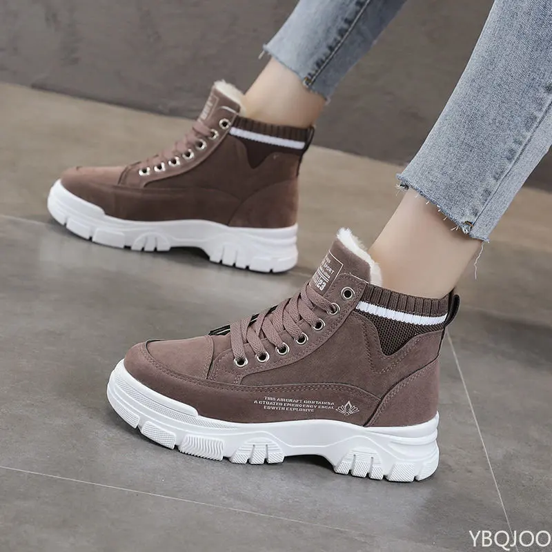 Winter Boots for Women 2022 High Platform Ankle Boots Warm Plush Shoes Lace-up Sneakers ботинки женские на платформе