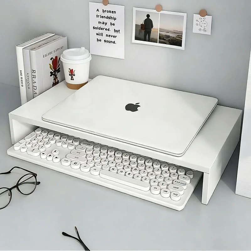 Elevated Laptop Stand Desktop Monitor Base Office Storage Rack Box Height Increasing Desk Organizer