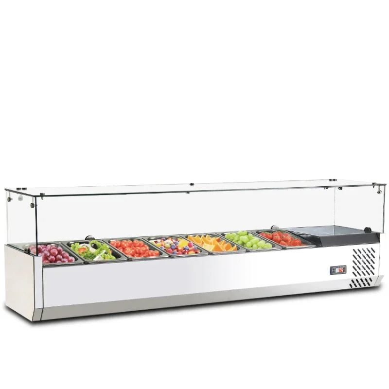 

Desktop refrigerated display cabinet Horizontal salad cabinet Fruit fishing Cold dishes Self-service food crisper Freezer