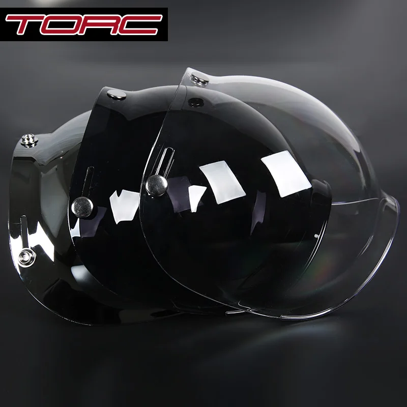 Visors FOR TORC Motorcycle Helmet Lenses Three Button Lenses Retro Helmet Flying Helmet Bubble Mirror with Frame Bubble Mirror