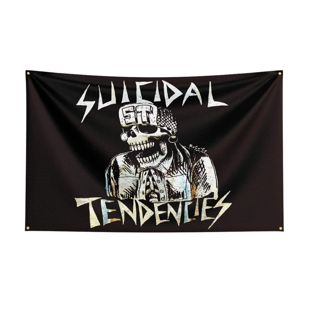 3x5 Ft S-Suicidal-Tendencys Heavy Rock Band Band Banner con stampa digitale in poliestere per arazzo da parete per camera da letto